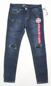 P.S.FROM AEROPOSTALE 14 R SEQUINS/HEARTS DARK STRETCH DENIM JEANS/JEGGINGS ADJUS