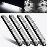 nifeida 8" Clear Lens 18LED Waterproof Utility Strip Light Bar Surface Mount for 12V Marine Boat RV Interior Light Slim Line Pickup Truck Under Hood Lights Side Marker Lamp [Pack of 4]