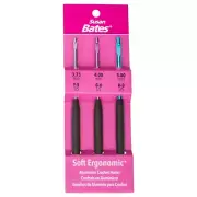 Susan Bates Silvalume Soft Ergonomic Crochet Hook Set-Sizes F5/3.75mm, G6/4mm...