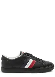 Moncler New Monaco Leather Sneakers - Black - 9, Moncler Trainers, Zig Zag - 9 9