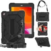 iPad 7th / 8th / 9th Gen 10.2" Tough SWIVEL SHOCKPROOF Kids Case Cover Strap