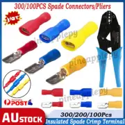 300PCS Insulated Spade Crimp Terminals Electrical Wire Splice Connectors+Pliers