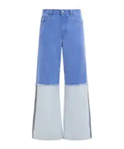 Wide leg blue jeans with high turn-up 33,34,36,28,29,30,31,32 cobalt blue
