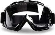 4-FQ Motorcycle Goggles Motocross Dirt Bike Windproof ATV Dustproof Racing Goggles Scratch Resistant Ski Protective Safety Glasses PU Resin (Black frame+Clear lens)