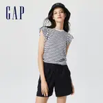 GAP 女裝 羅紋高彈修身短袖T恤 女友T系列- 黑白條紋(627542)