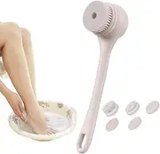 Body Scrubber Massage Brush | USB Charging Body Scrubber with Long Handle - Electric Brush Large Battery Back Scrubber 5 Brush Heads for Face Bath Back Massage Feet