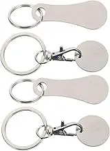HOUDERCO 4pcs Stainless Steel Shopping Cart Token Key Ring Trolley Opener for Supermarket Practical and Reliable Keychain for Easy Access to Shopping Carts