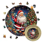 Santa - Wooden Jigsaw Puzzle with Whimsy pieces by CraftHub