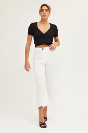 White High Rise Linen Blend Wide Leg Pants - Size 14, Women's Wide Leg Pants