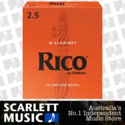Rico Bb Clarinet 10 x Reeds, Strength 2.5 ( 2 1/2 ) 10-pack RCA-1025 By Daddario