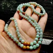 Untreated Myanmar Grade A Jadeite Jade Necklace 5.5 Mm Bead 緬甸翡翠A貨 老坑冰淡淡果綠水足