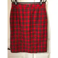 在飛比找蝦皮購物優惠-經典蘇格蘭格子裙 毛料秋冬及膝裙 窄裙 紅綠格子裙