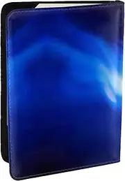 [EdWal] Blue Fire Basketball Ball Print Passport Cover with Credit Card Holder Leather Passport Case, for Women Men Family ID Travel, Black, One Size