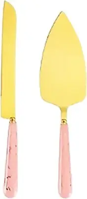 Cake and Pie Server Kit Wedding Cake Serving Kit Stainless Steel 18/10 (Pink)