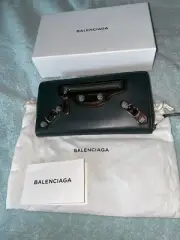 New Balenciaga Wallet Green Silver Accents