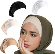 [LMVERNA] 4 Pieces Muslim Hijab Cap for Women Cross-Border Turban Underscarf Undercap Bonnet Islamic Jersey Tube Caps