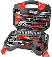TOPEX 52-Piece Hand Tool Kit Portable Home/Auto Repair Set w/Ratchet Wrench, Pliers, Screwdriver Kits and Storage Case/Mechanic Hand Tool Set Precision Screwdriver Set for Home Repair Maintenance