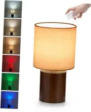 Rechargeable Cordless Table Lamp with Timer, Remote, Dimmer, Wood Small Solid