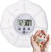 Automatic Pill Dispenser - Electronic Medication Organizer With Timer | 7 Compartments Lockable Key Pill Container | ABS Smart Tablet Dispenser For Elderly & Daily Medicine Reminder