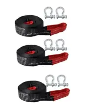 (3) 2" 9000lbs Tow Strap w D-Rings 20 ft winch sling off-road Pull recovery 4WD