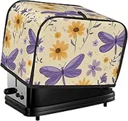 Purple Dragonflies Print 2 Slice Toaster Cover Fingerprint Bread Maker Protectors,Kitchen Small Appliance Dust Cover