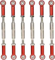 RC Car Push Rod Turnbuckle Rod Linkage Aluminum Alloy Adjustable Upgrade Parts for 1/10 1/8 Scale RC Cars 6Pcs 88mm Multiple Colors (Red)