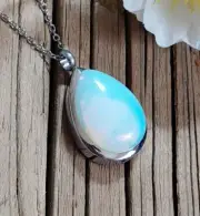 Opalite Tear Urn Necklace for Ashes | Cremation Necklace | Ash Holder Jewelry