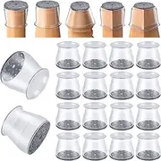 16 Pcs Chair Leg Protectors, Round, Square, for Hardwood Floors, Silicone Felt Furniture Pads Non Slip, Free Moving Table Leg Covers, Stool Leg Protectors Caps