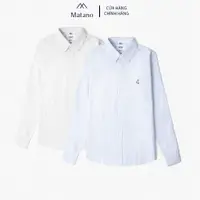 在飛比找蝦皮購物優惠-長袖條紋襯衫刺繡4men常規款matano SM141藍色條