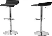 [Lenoxx] Low Back Leather Barstool - Pack of 2, Stylish Design, Stable & Sturdy, Comfortable Seating, Adjustable Height (90-110cm) Max Capacity - 150kg. Color - Black