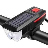 在飛比找蝦皮購物優惠-跨境腳踏車太陽能前燈喇叭燈夜騎行USB充電前燈單車強光手電裝