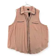 Torrid Button Up Top Womens 4 Plus Peach Collared V Neck Sleeveless Blouse NWT