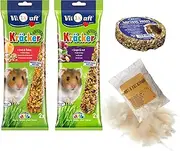 Hamster Treat & Comfort Bundle – 2 Snack Stick Packs, Seed Ring, and Soft Bedding – 4 Piece Small Pet Set