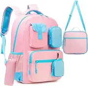 [HTgroce] Children's Backpack Girls Comfortable Kids School Backpack Teenager Set School Backpack with Lunch Bag & Pencil Case