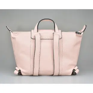 【LONGCHAMP】LONGCHAMP LE PLIAGE CUIR壓印LOGO梅蒂斯羊皮拉鍊後背包(粉)