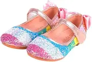 [VALICLUD] Fashionable Sequin Shoes for Boys and Girls Round Head Comfortable Sole Ballet Dance Shoes Pu Strap Pink
