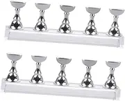 WOONEKY Magnetic Nail Art Display Stand 2 Packs Acrylic Chessboard Holder 5 Stands Magnetic Bar for Nail Tips