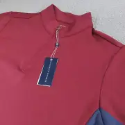 Holderness & Bourne 1/4 Zip Pullover Men Medium Red Blue Golf Tailored Fit Brady