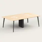Recess Quad Desk | Office Desk | Office Workstation, Maple / Black / Angled