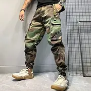 Men's Cargo Pants Cargo Trousers Camo Pants Pocket Camouflage Comfort Breathable Outdoor Daily Going out Fashion Casual Army Green Green