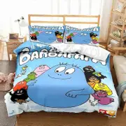 v181 Bed Sheets Cute Cartoon Barba-papa Pink Bedding Set,Duvet Cover Bed Set Quilt Cover Pillowcase,King Queen Twin Size Boys Girls Adults 3-Piece Bed