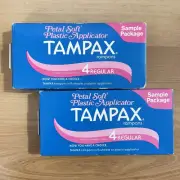 Vintage TAMPAX Tampons Petal Soft Regular X2 4-PACK 1985 NEW IN BOX