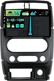 BXLIYER【Built-in 4G DAB】 Android 14-6G+128G Car Stereo for Suzuki Jimny 3 (2005-2019) - Wireless CarPlay/Android Auto - Camera + MIC - IPS 9 Inch 2 Din - Steering Wheel Fast-Boot 360-CAM HDMI DSP