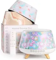 Aroma-Snooze Plus Aromatherapy Oil Diffuser & Humidifier - Advanced 8-in-1 Baby Sleep Aid, Large 500ml Capacity, 6 Built-in Sounds, Voice Recorder, Bluetooth, 3X Changeable Covers & Remote Control