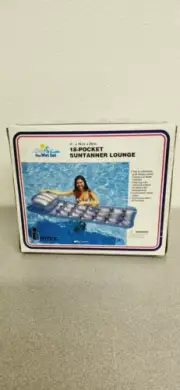 Vintage 90s INTEX THE WET SET Inflatable 18-Pocket Pool Suntanner Lounge Raft