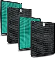 4-Pack 400/400S True HEPA Filter Replacement Filter For Coway AIRMEGA Max2 400/400S 400 400s 400(G) 400s(G) Air Purifier, Max 2 Green H13 True HEPA and Active Carbon Filter Set (Part# AP-2015-FP)