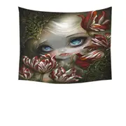 Art Painting the Language of Flowers Tulips Girl Tapestry