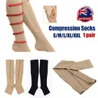 Zip Sox Compression Socks Zipper Leg Support Knee Open Toe Shaper Stockings D