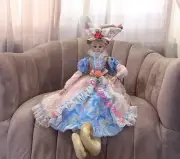 Cynthia Rowley Easter Elf Bunny Shelf Sitter Doll 30" Tabletop Spring Home Decor