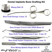 Dental Implant Bone Grafting Kit Syringe Amalgam Well Scraper Compactor Spatula